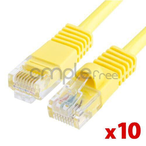 10x 1.5FT CAT5e Cable Ethernet Lan Network CAT5 RJ45 Patch Cord Yellow NEW