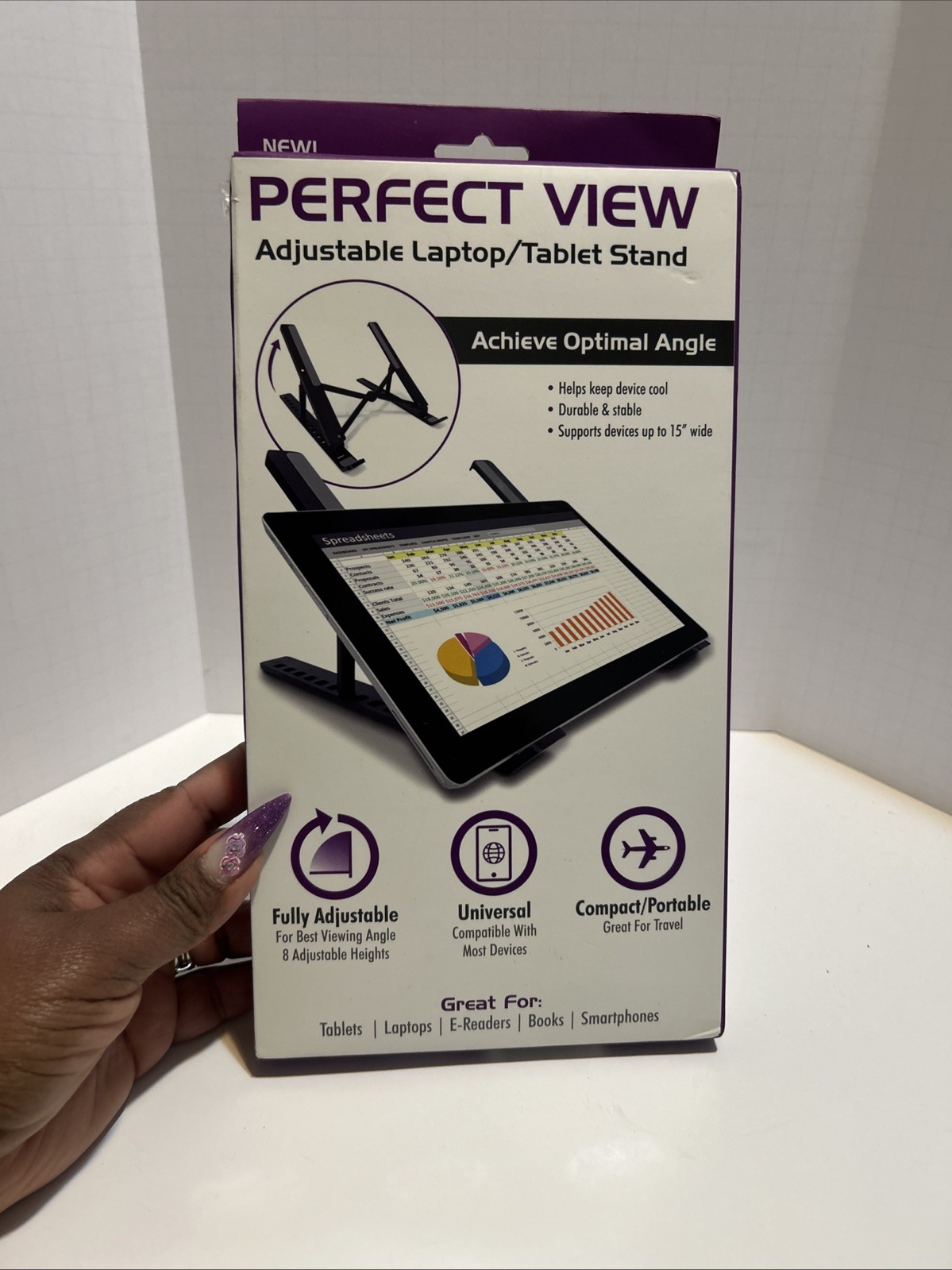 Perfect View Adjustable Laptop /Tablet Stand Support Device Up To 15” Wide