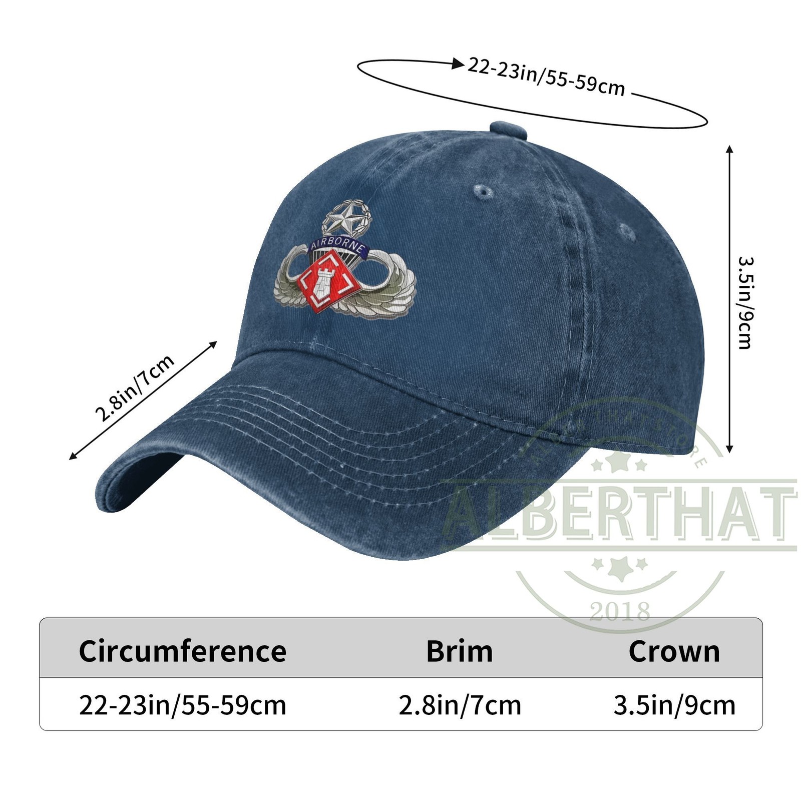 27th Engineer Battalion Airborne Jump Wings Unisex Denim Hat Baseball Cap
