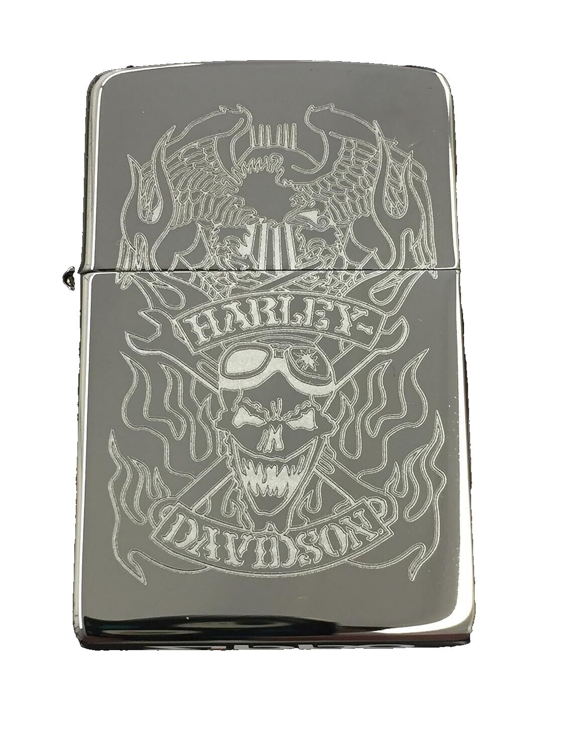 Zippo Harley-Davidson Skull Flames w/ Eagle High Polish Chrome 29283