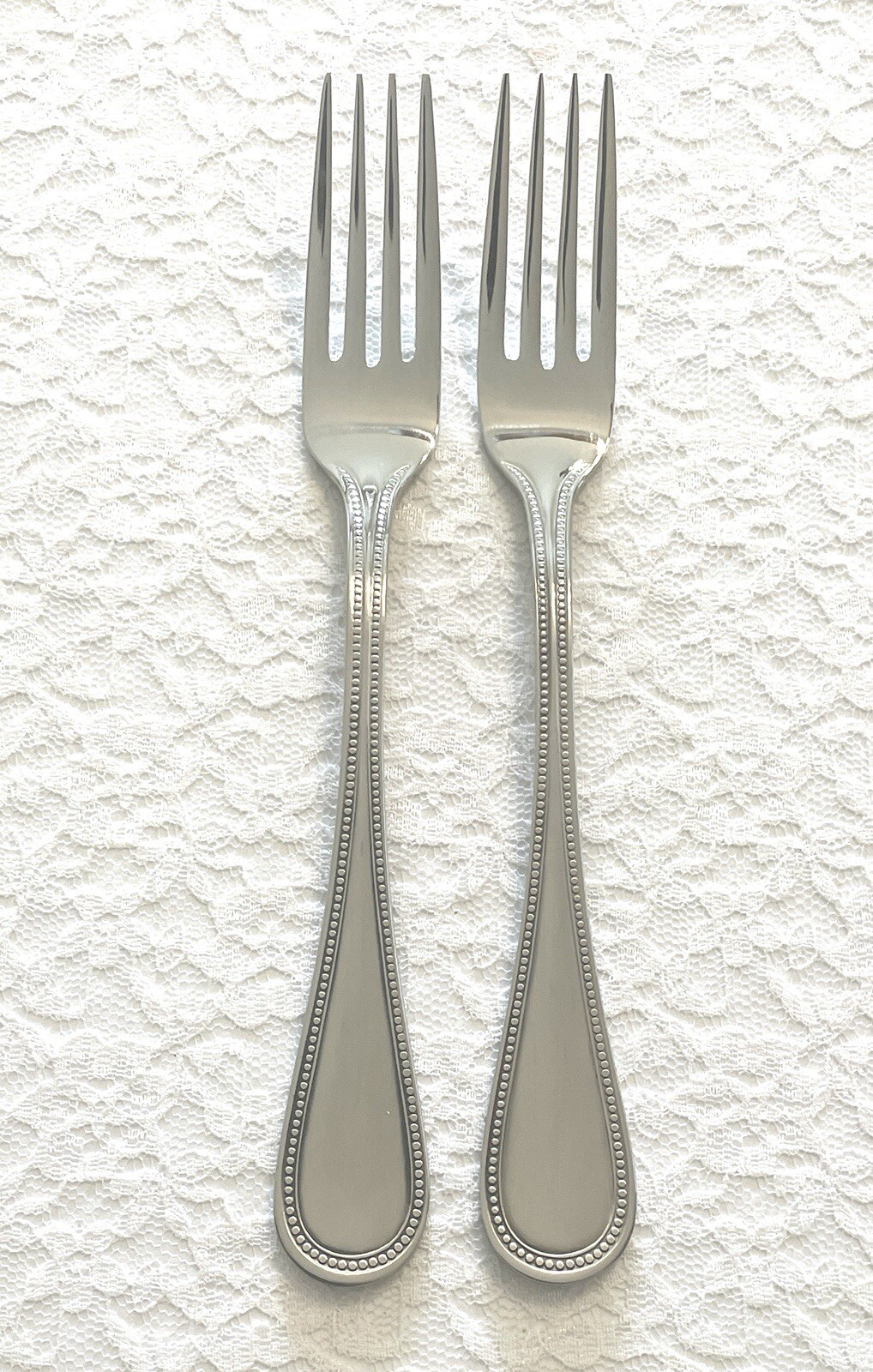(2) Towle BEADED ANTIQUE 18/8 Stainless Dinner Forks ~ Korea ~ *FREE SHIPPING*