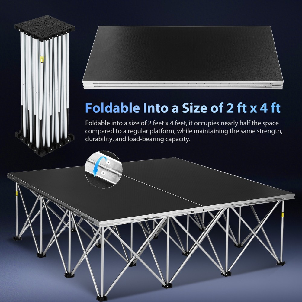 4*4 ft Assemble Stage Riser for Wedding Event Drums Foldable Performances Stages