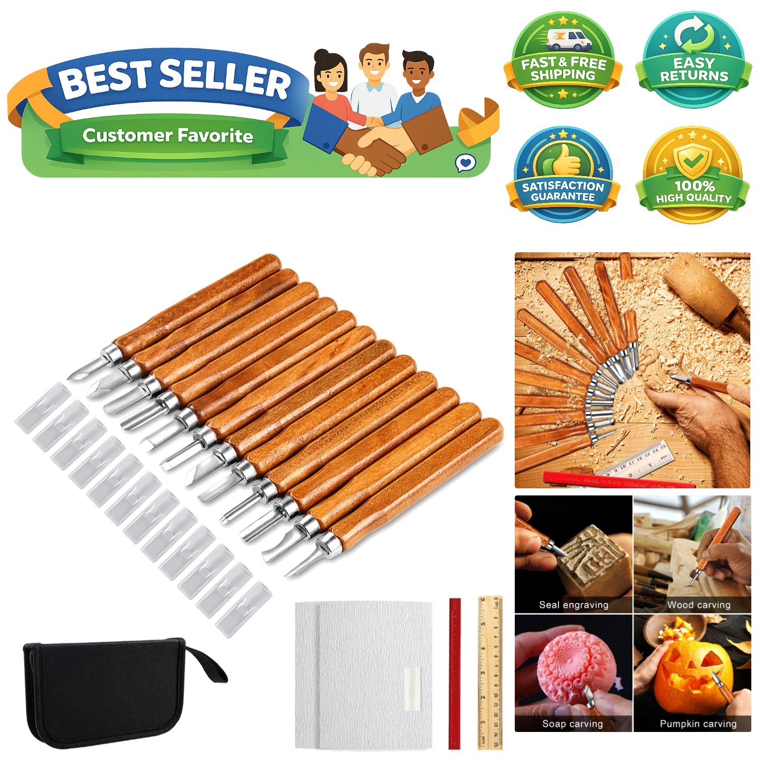 Versatile 20 PCS Wood Carving Knife Set - Perfect for Sculpting and Crafting