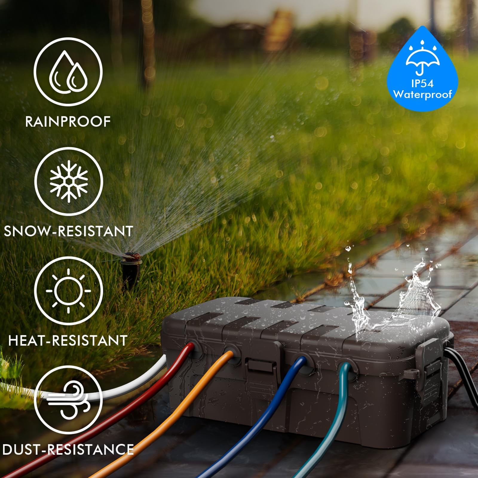 Outdoor Electrical Box, IP54 Weatherproof Extension Cord Cover with 6 Cable E...