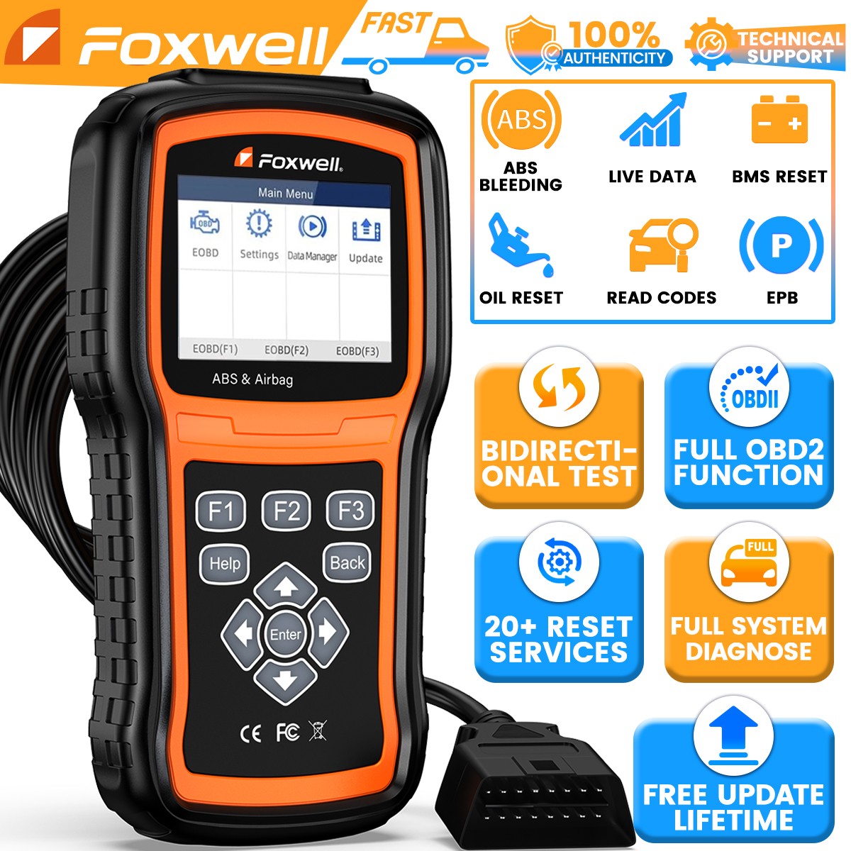 FOXWELL NT530 PLUS OBD2 Scanner For BMW Full System Car Diagnostic Tool ABS SRS