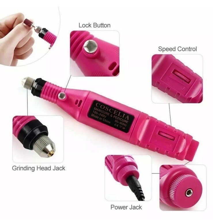 Electric DRILL NAIL File Acrylic 💅🏼🦶🏻Manicure Pedicure Portable Machine Kit