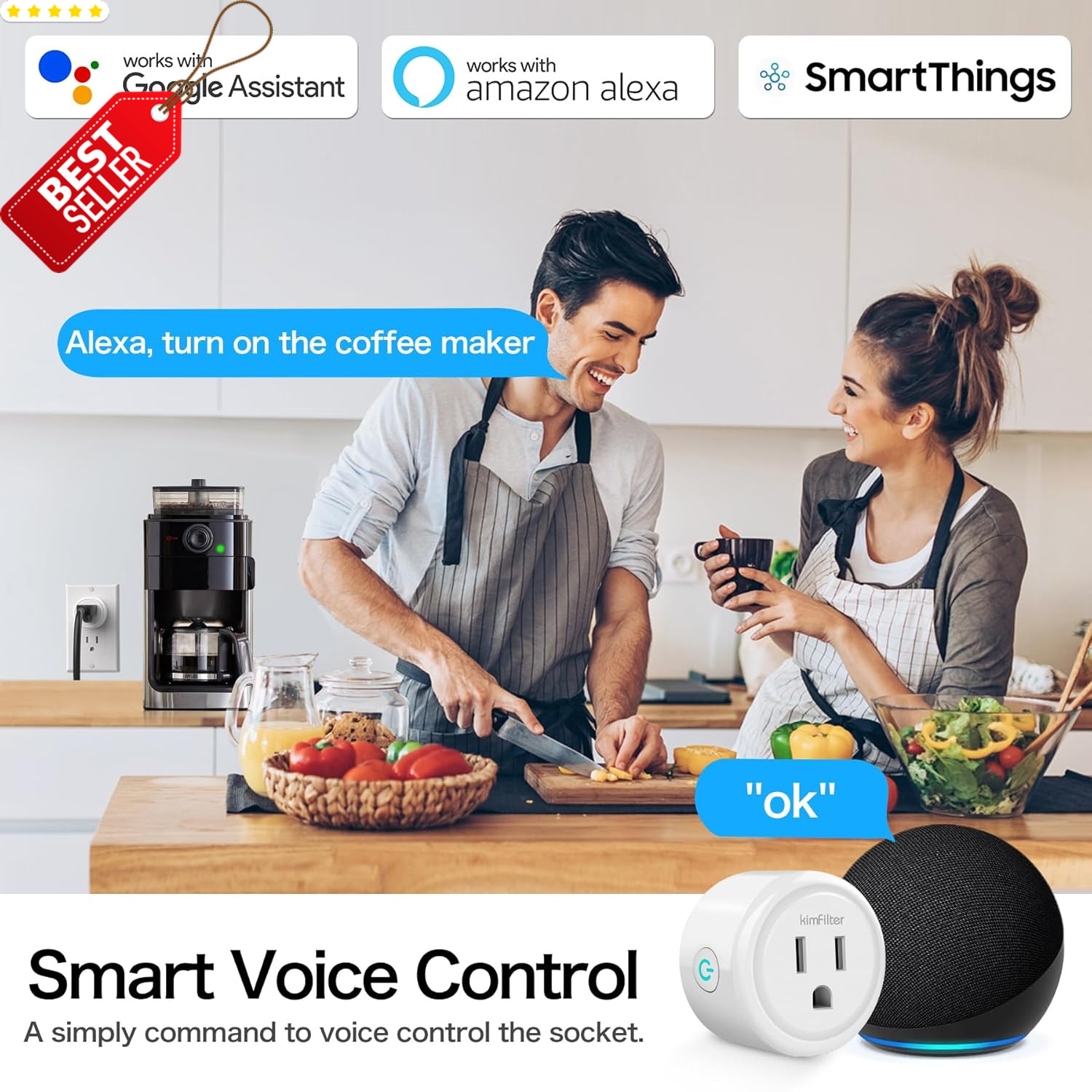 WiFi Smart Plug Outlet Alexa Google App Timer 2.4GHz Home Socket - US