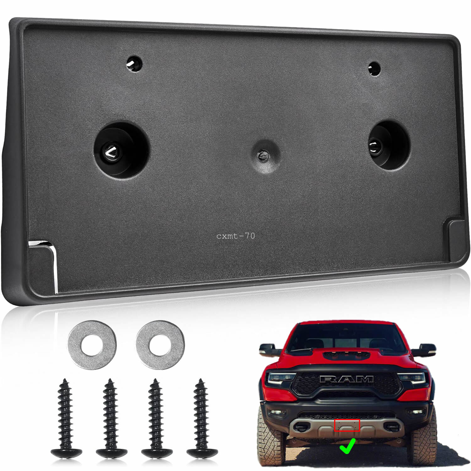 License Plate Bracket Front Tag Holder for 2019-2024 Ram 1500 TRX / 1500 Rebel