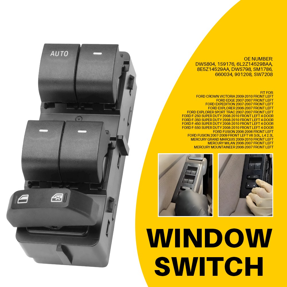 For Ford Crown Victoria 2009-2010 Front Driver Power Window Mirror Master Switch
