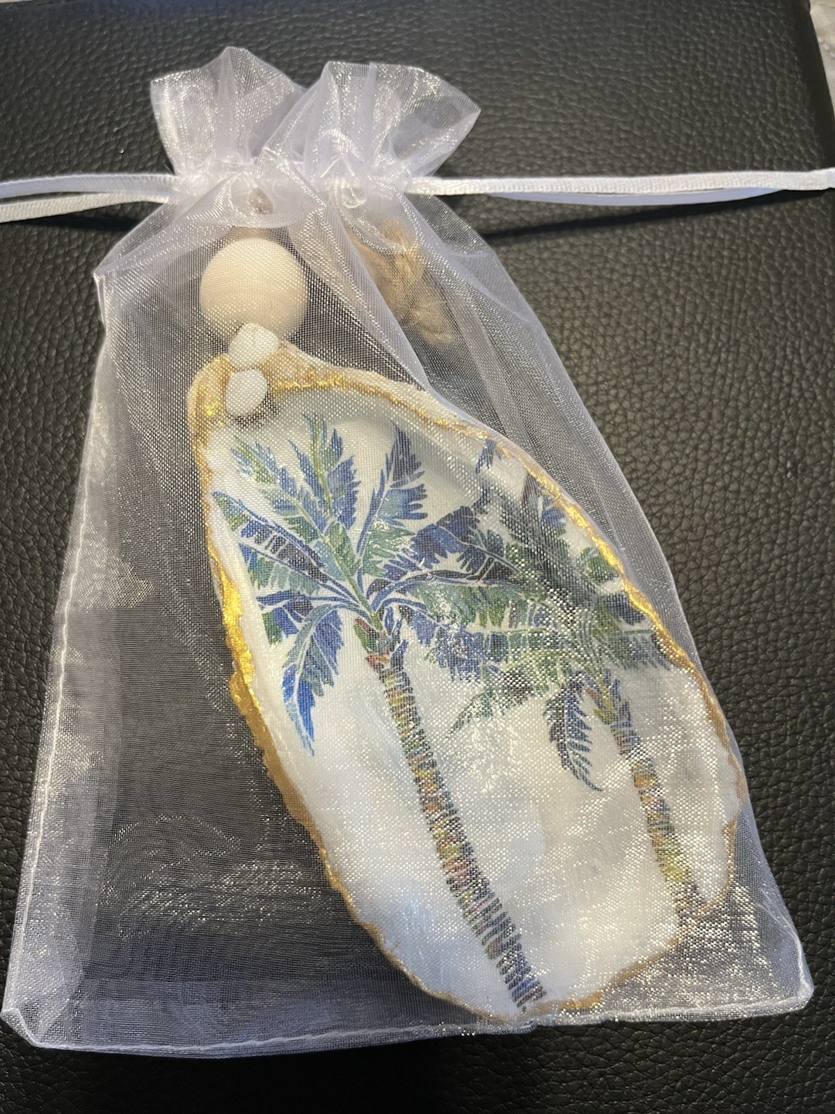 Decoupage Palm Tree On Oyster Shell Great For beach Theme