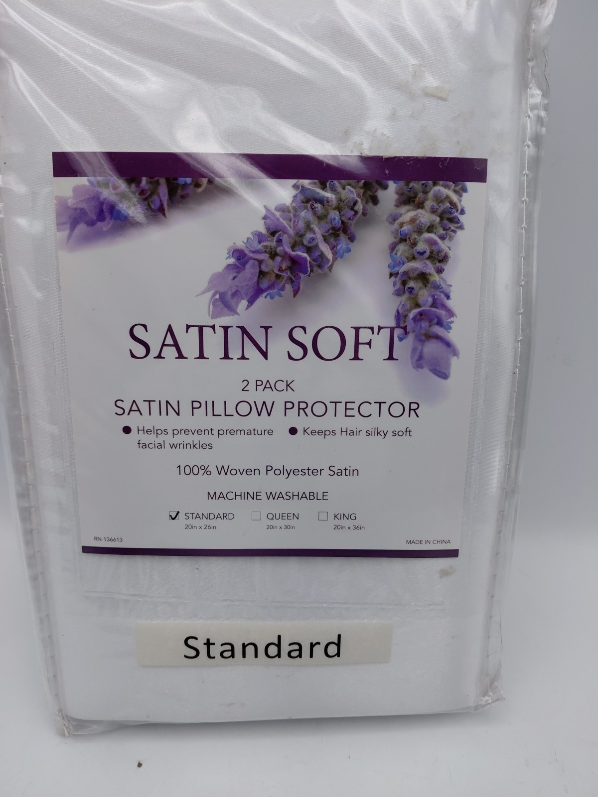 Standard Satin Soft 2 Pack Pillow Protector White