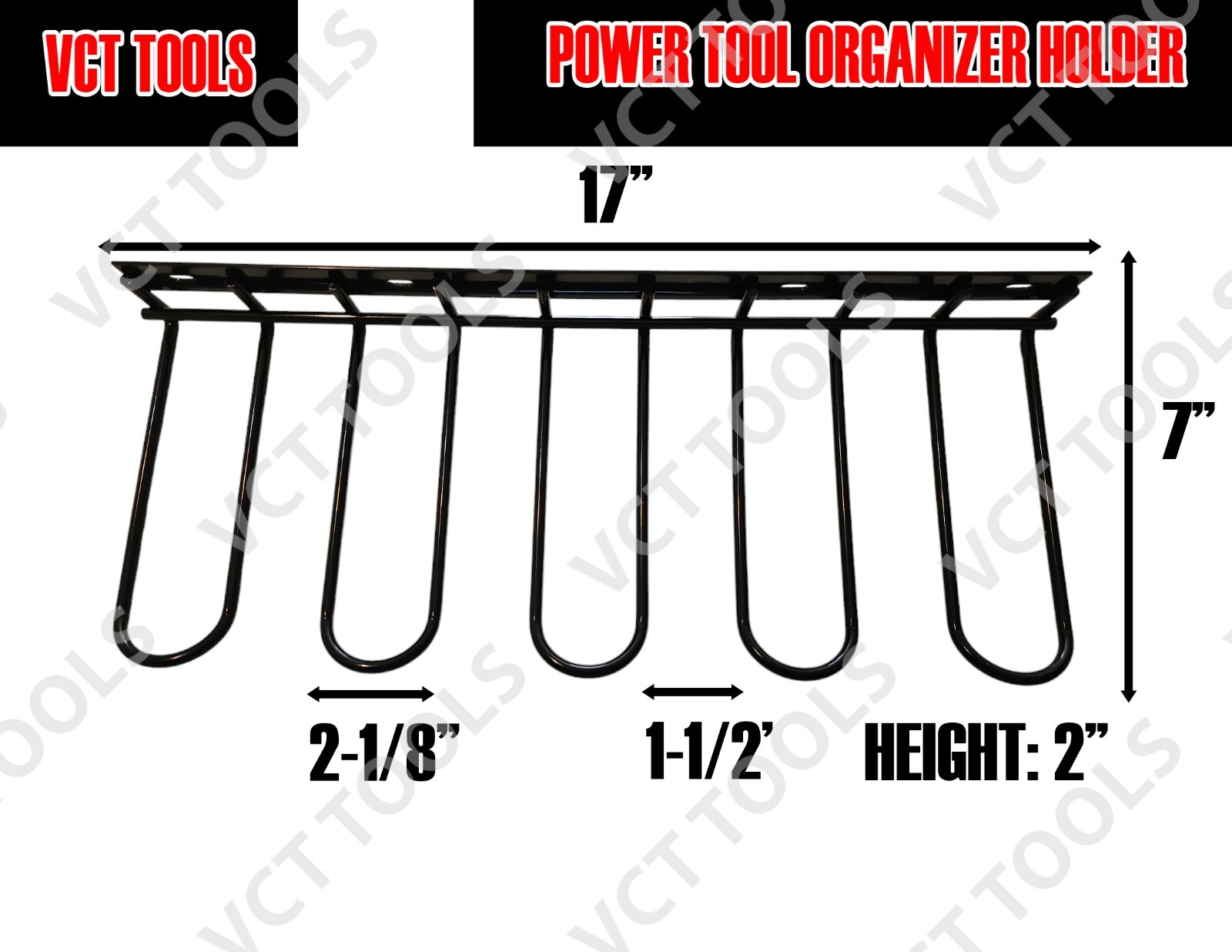 VCT DRILL HOLDER POWER TOOL ORGANIZER WALL MOUNT 4 CORDLESS METAL SHELF HOLDER