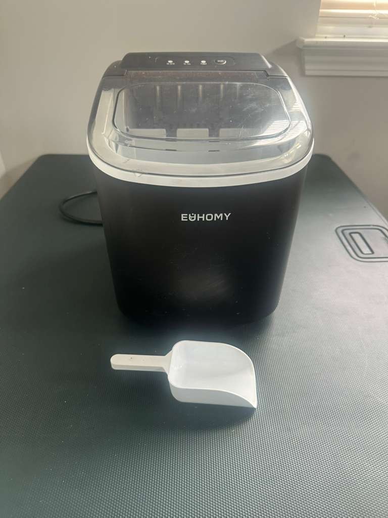 EUHOMY Countertop Ice Maker Machine with Handle 26lbs in 24Hrs 9 Ice Cubes Ready
