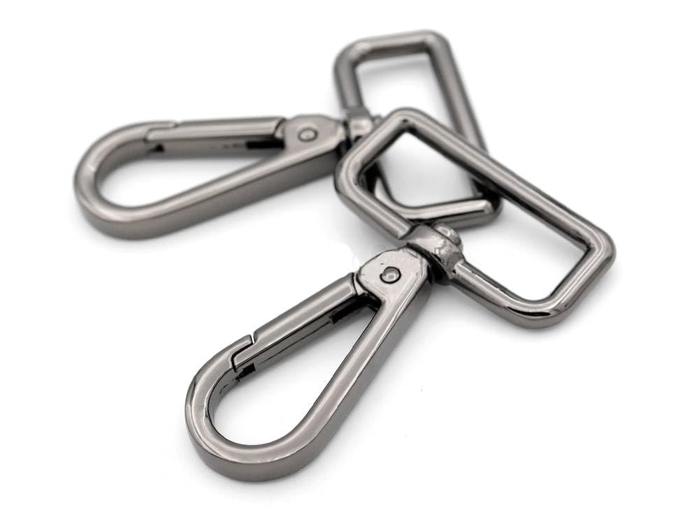 2 PCS 1-1/4 inch Gunmetal Push Gate Snap Hooks Metal Swivel Lobster Claw