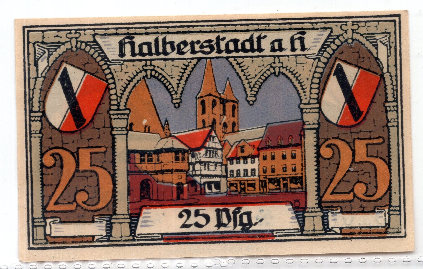 1921 Germany Halberstadt Notgeld 25 Pfennig Note (3145)