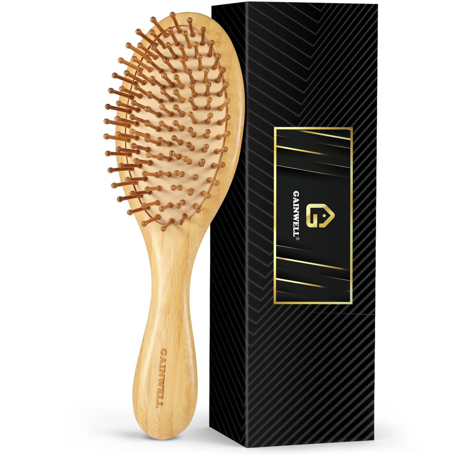 GAINWELL Bamboo Hair Brush for Hair Growth, Natural Bamboo Bristles Detangling W