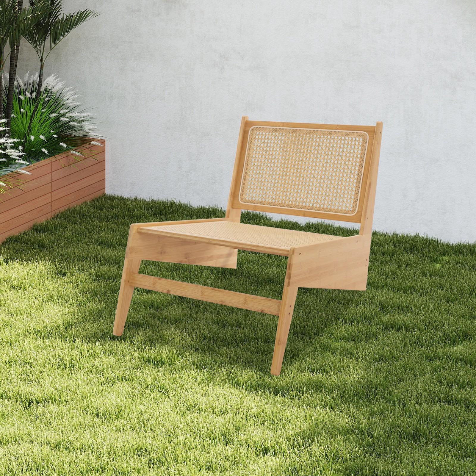Home Bamboo Chair, Accent Chair, Comfy Bamboo Chairs, 53x64x58cm, Wood Color