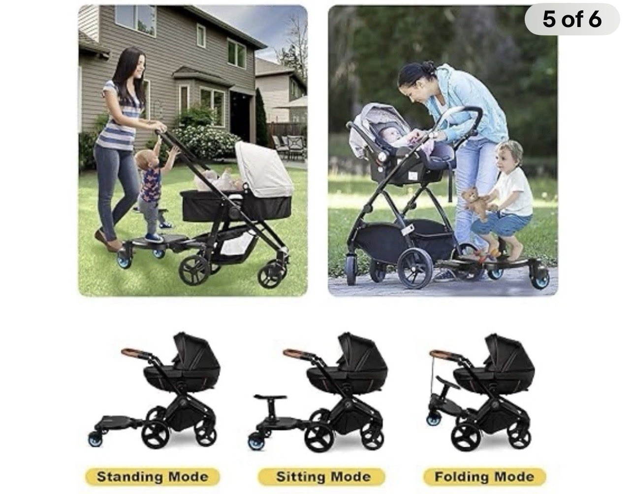 Universal Stroller Board | Stroller Attachment for Toddler to Ride | Stand Sit
