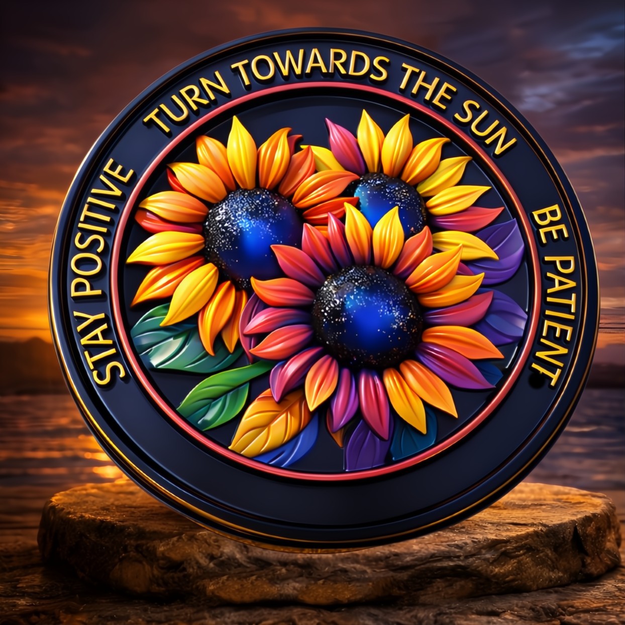 🔥Sunflower Sobriety Coin 2” Heavyweight Recovery Gift, 1 Year Medallion Token
