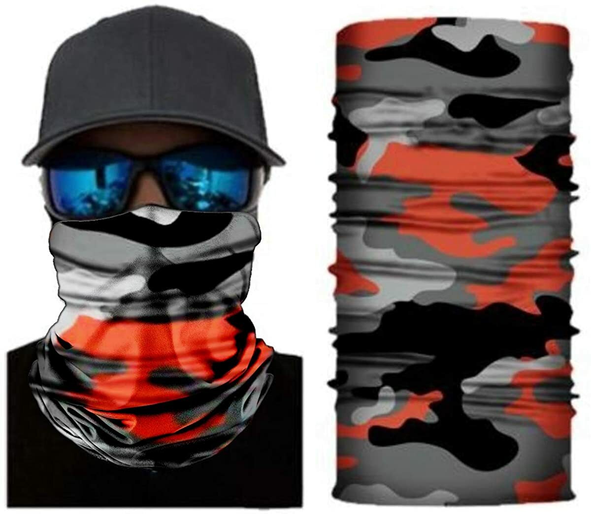 Orange Camo Balaclava Scarf Neck Fishing Hunting Shield Sun Gaiter Headwear Mask