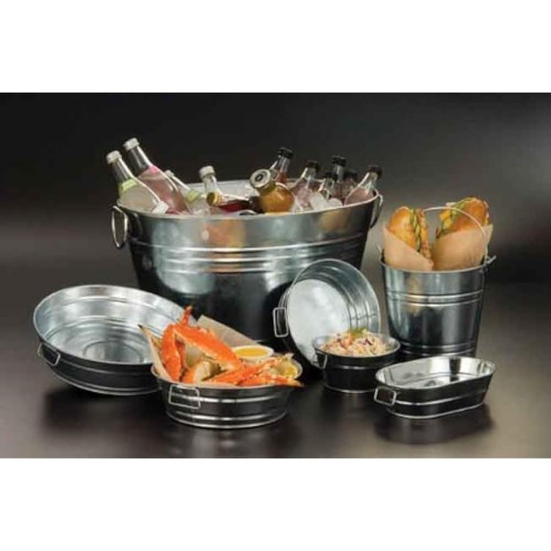 Galvanized Aluminum Round Condiment Holder Perfect Restaurants Parties Tabletop