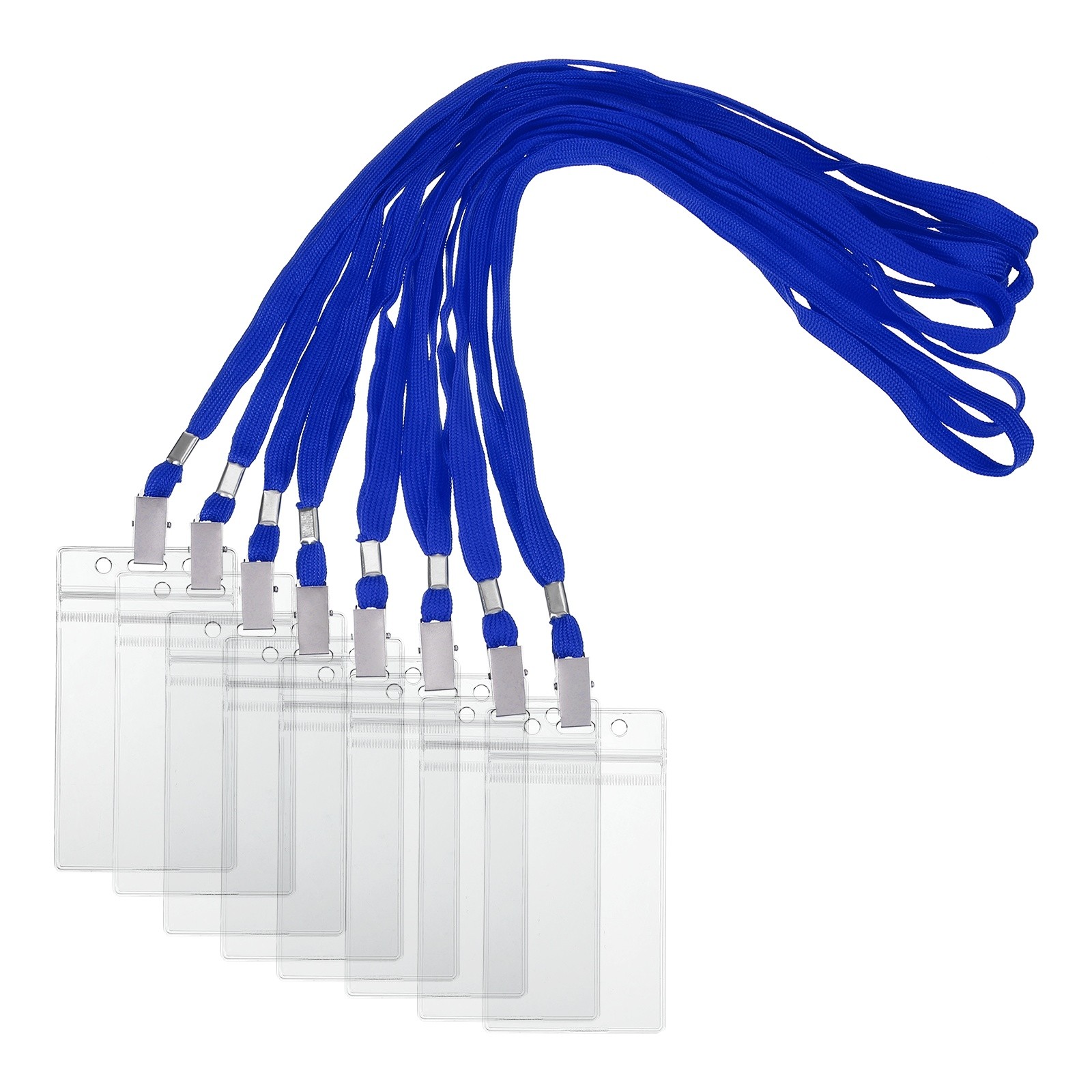 50 Set Name Tag Holders with Lanyard for Office, Blue(3x2 Inch)