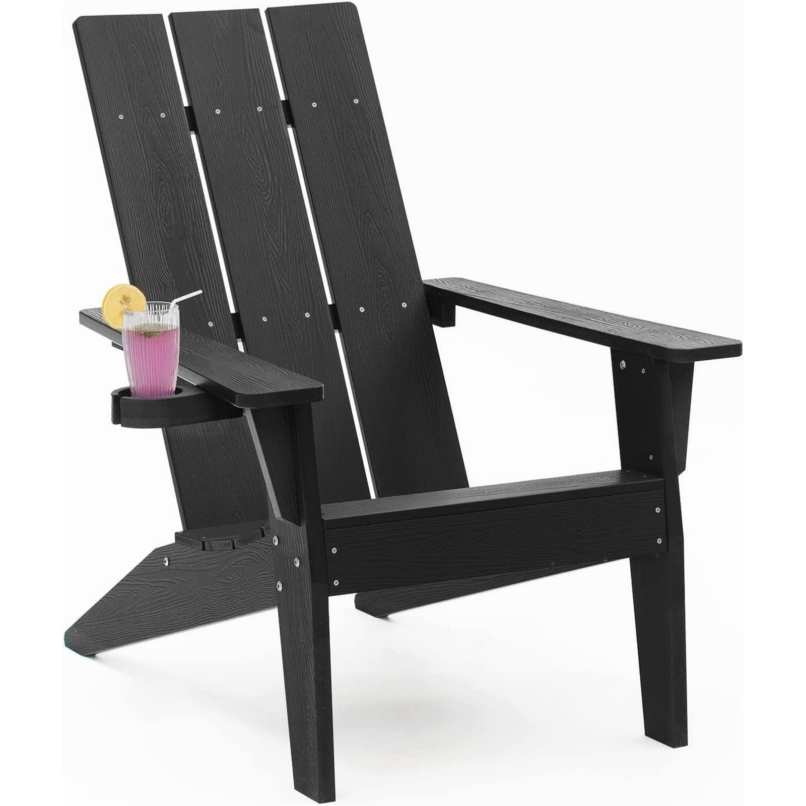 Winsoon All Weather HIPS Adirondack Chair with Cup Holder, Outdoor Patio Chair,