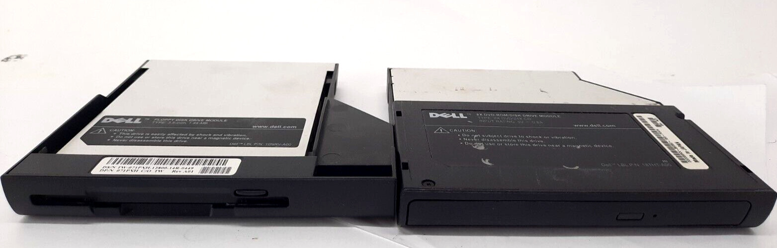 Set of (2) Dell Laptop Disk Drive Modules 3.5" Floppy & 8x DVD-Rom