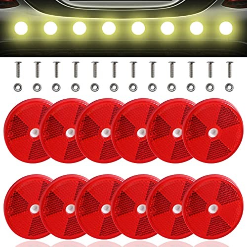 12 Pack Front Reflector Round Reflector for Driveway Fence Gate Posts