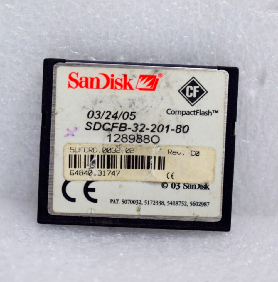 B&R/SANDISK 5CFCRD.0032-02 INDUSTRIAL GRADE COMPACT FALSH 32MB SDCFB-32-201-80
