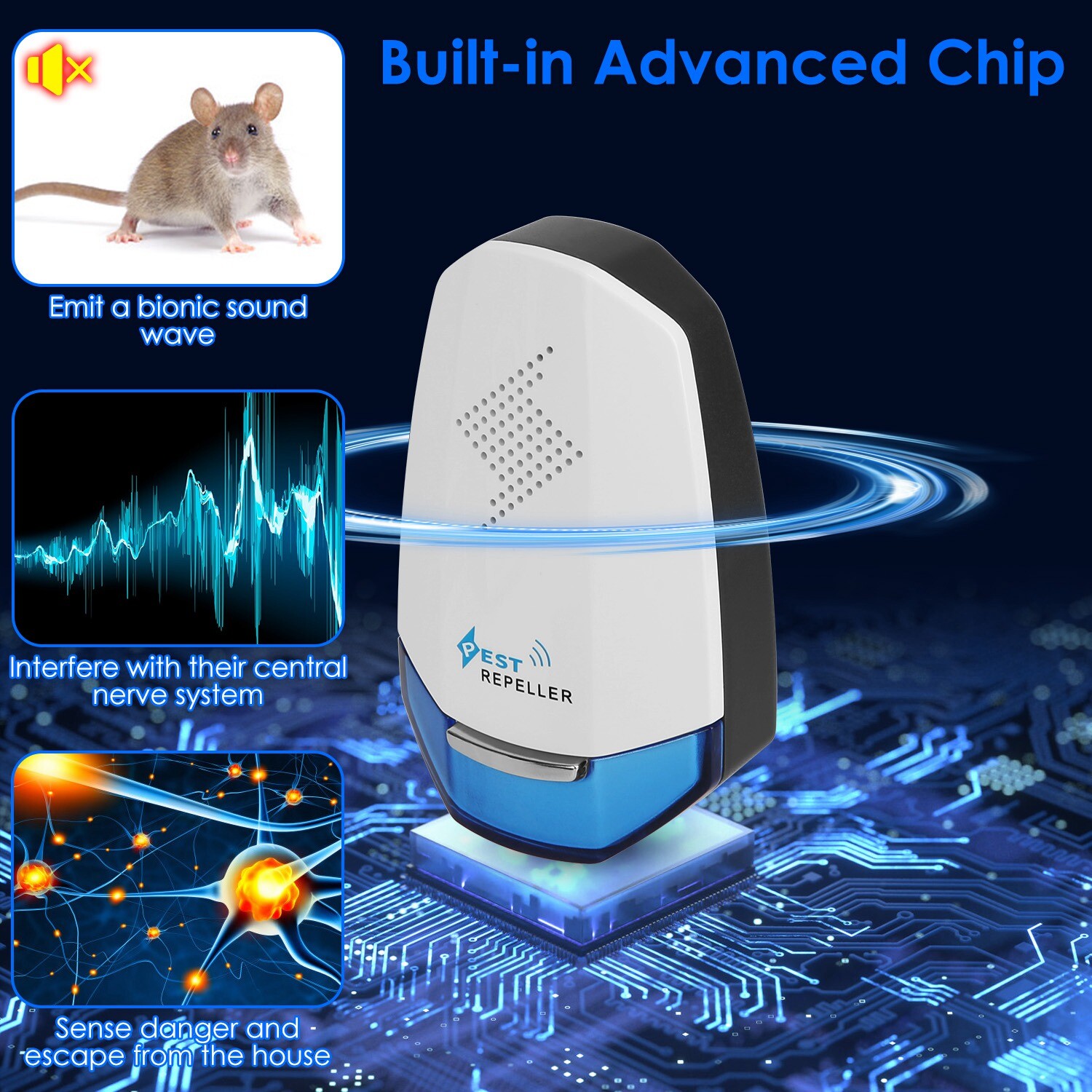 2x Ultrasonic w/ Night light Plug In Bed Bug Mouse