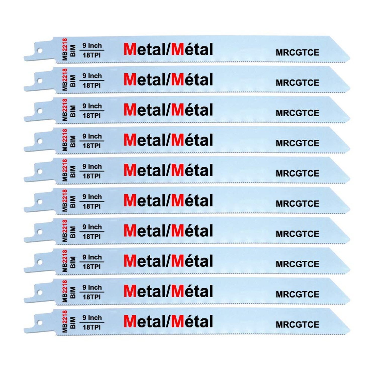 10-Piece 9” 18-TPI Metal Cutting Reciprocating Saw Blades 9-Inch 18T