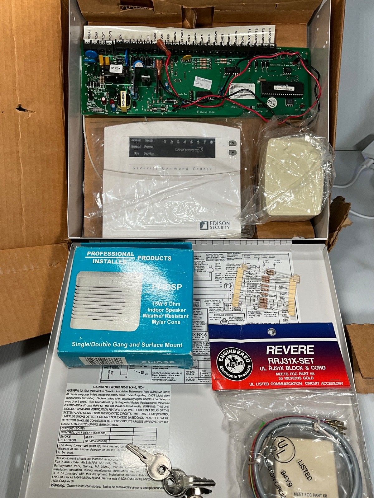 NEW Caddx NetworX NX-6 Security Panel w/NX-1324 Keypad~Speaker~Transformer~Keys