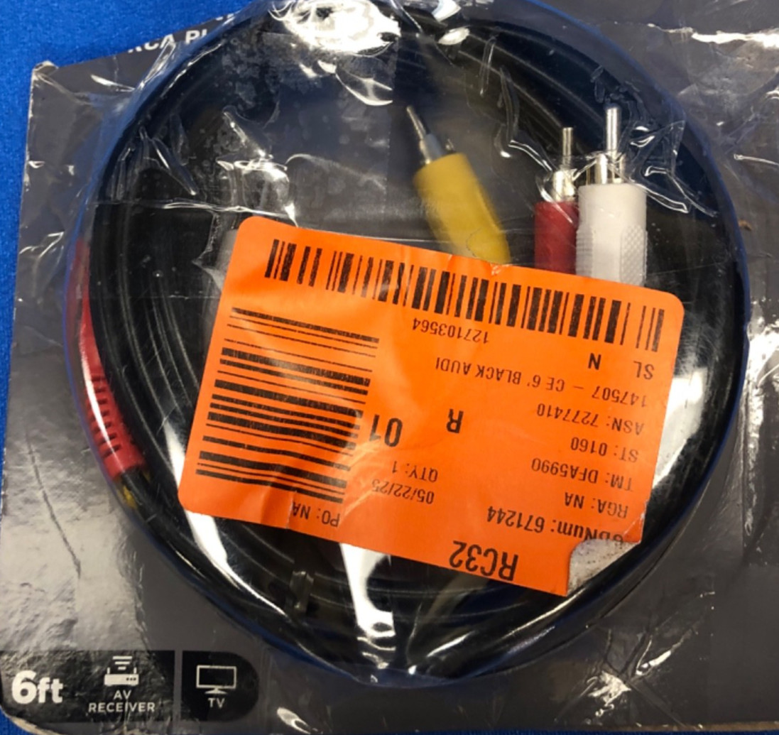 Commercial Electric 6 ft. RCA Audio/Video Cable - Red/White/Yellow - Open Box
