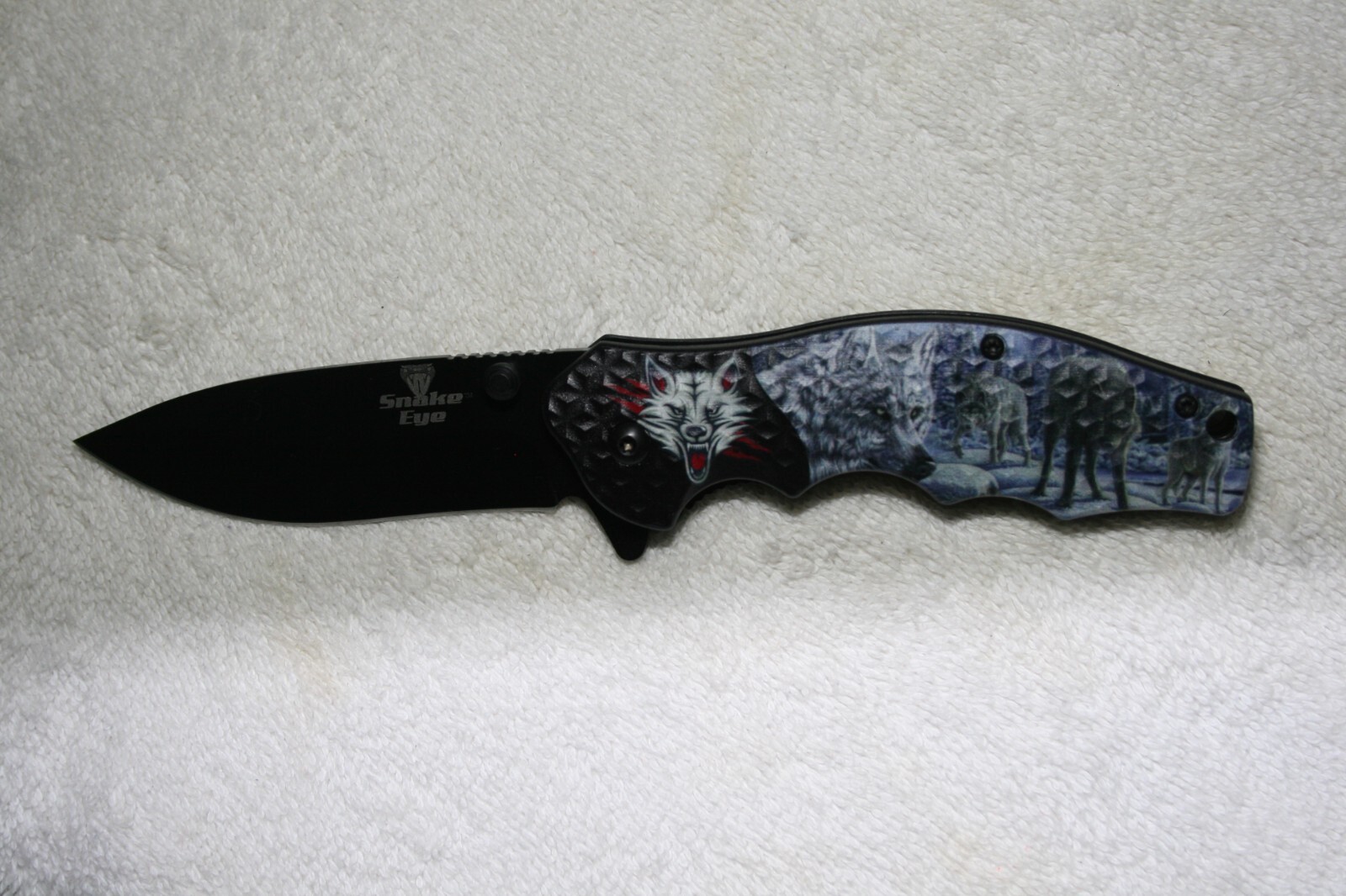 7 3/4"💥 WOLF PACK 🐺 💥 E-Z OPEN TACTICAL Wildlife Spring Assisted Pocket Knife