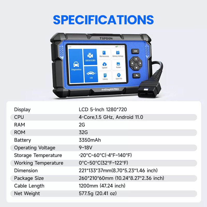 2025 TOPDON AD600 PRO All system Diagnostic Scanner Tool Engine ABS SRS SAS TPMS