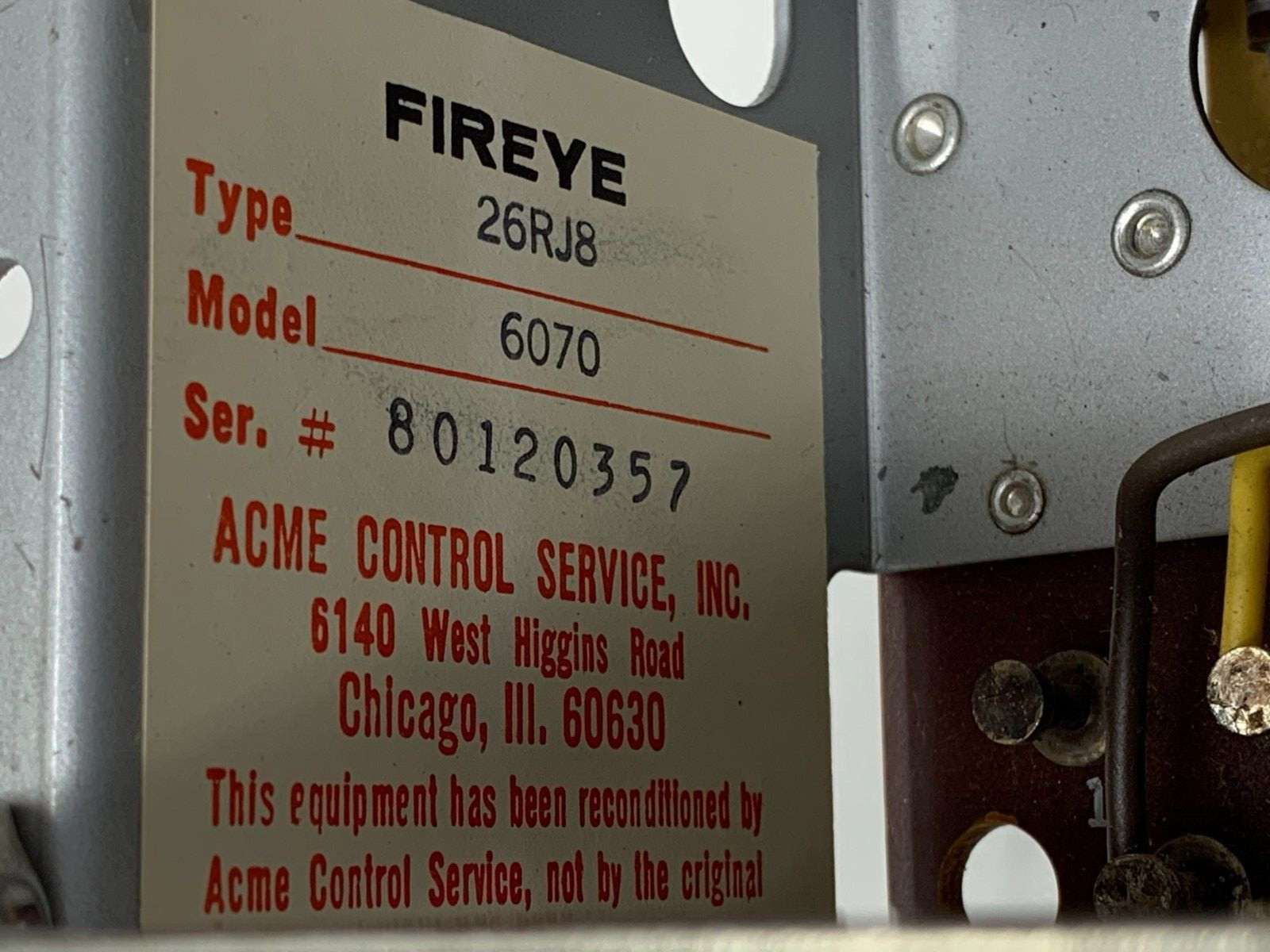 Fireye 6070 Type 26RJ8 Flame Safeguard Programmer Controller Module USED