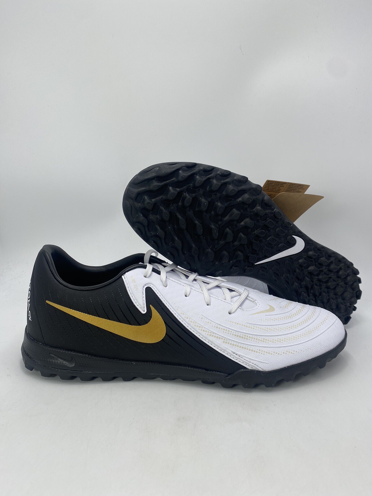 Nike Phantom GX II Academy TF White Black Gold Shoes (FJ2577 100) Men's Sz 11