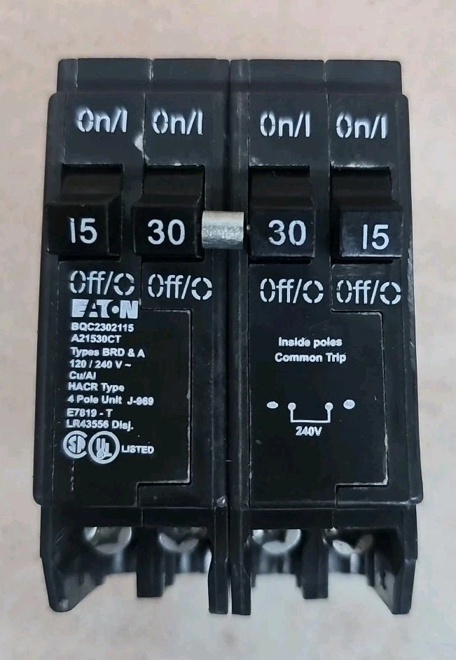 NEW EATON CORPORATION BQC2302115 Quad Circuit Breaker 15 / 30 Amp