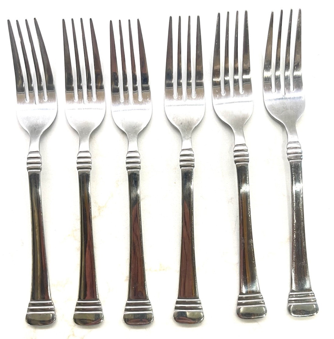 Cambridge Codie Stainless Flatware Glossy Dinner Forks 7 3/8" - Set of 6