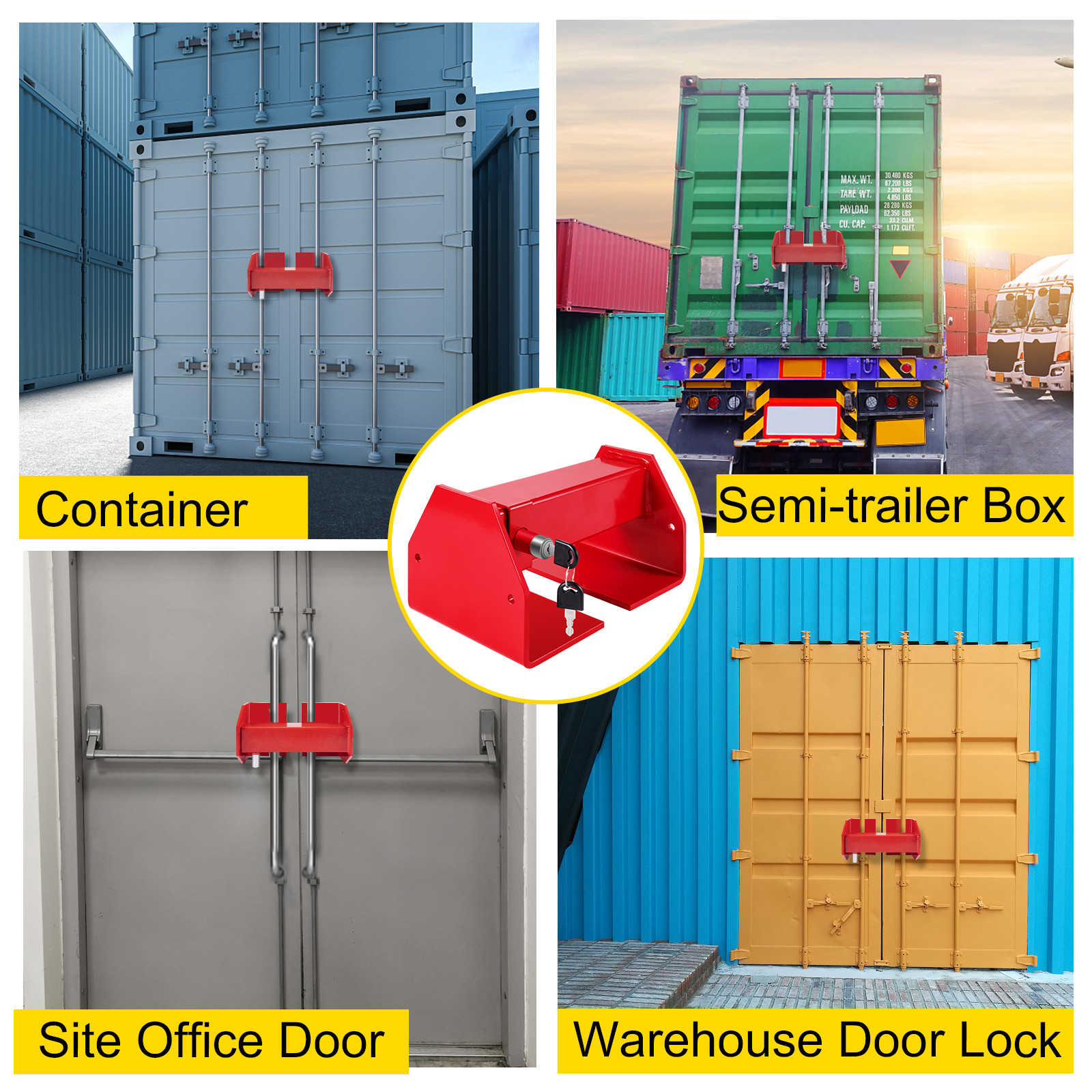 Heavy Duty Cargo Lock Cargo Container Lock 9.84"-17.32" Range with 2 Keys