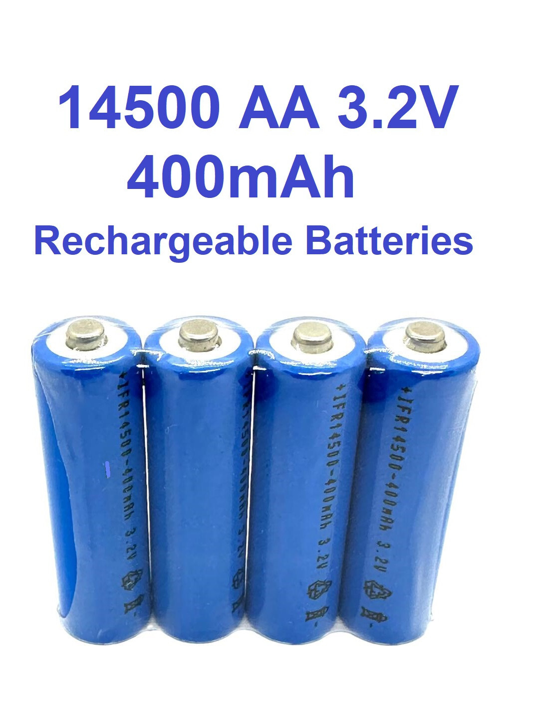 4-PCS 14500 LiFePO4 AA 3.2V 400mAh Rechargeable Batteries Solar Lights IFR14500