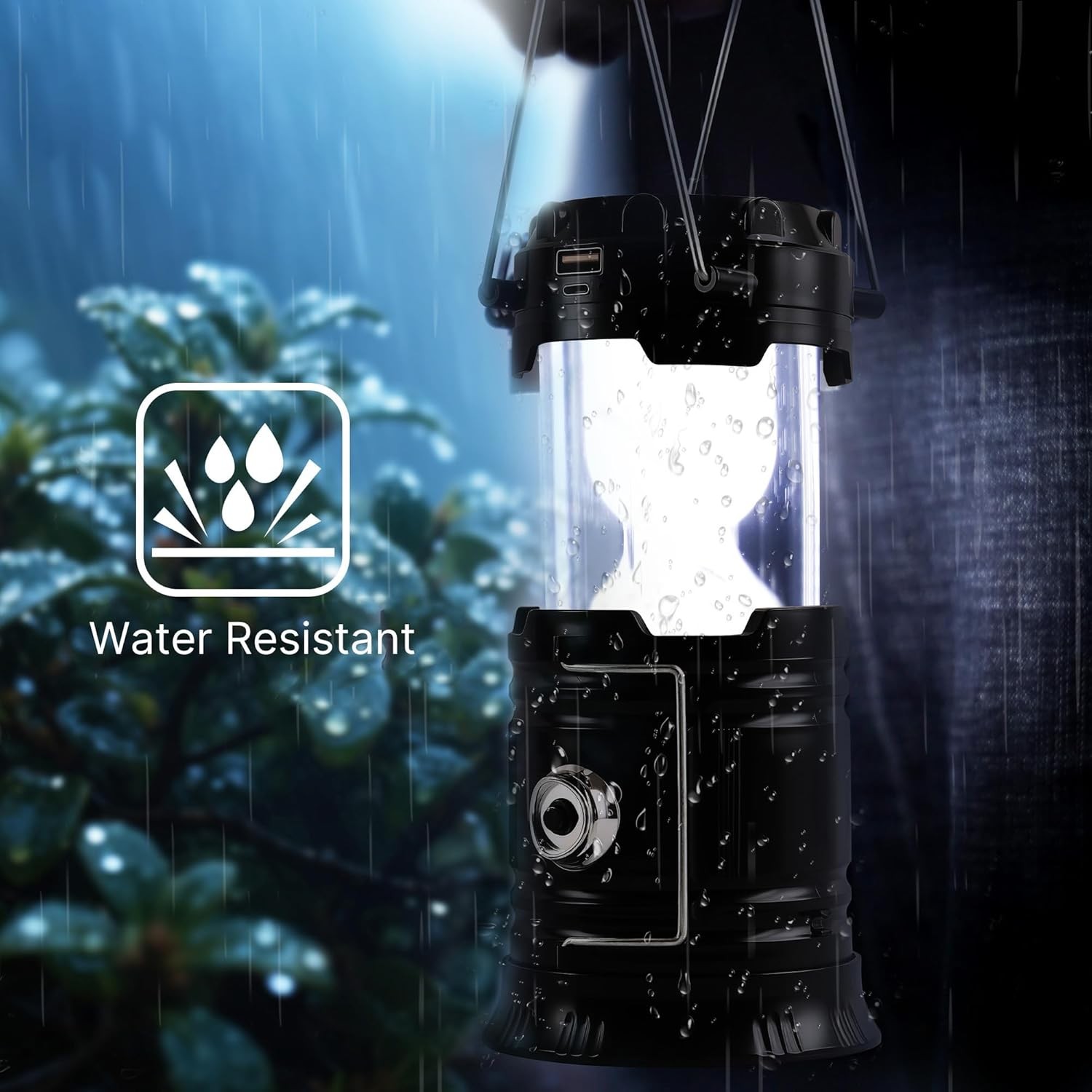 Lichamp Collapsible Portable Solar Camping Lantern, USB Rechargeable LED Flashli