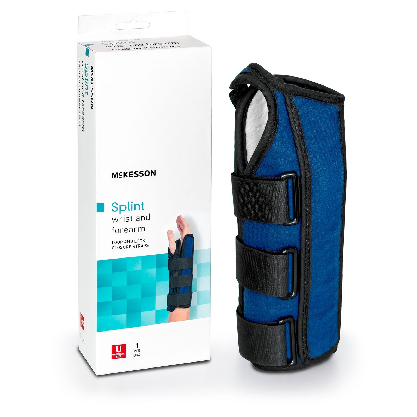 McKesson Hook and Loop Strap Wrist / Forearm Brace for Left Hand 155-79-87060