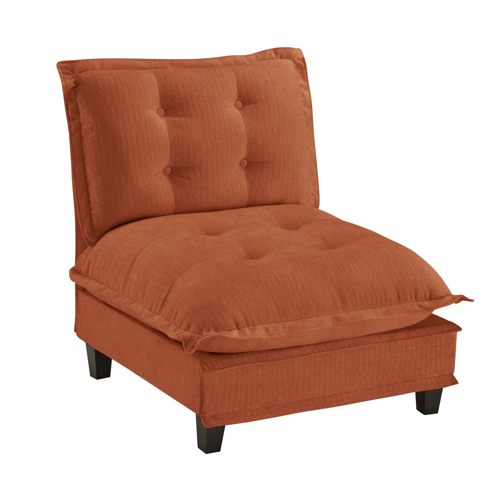 73" Armless Sofa Chenille Orange Modular 1-Seat