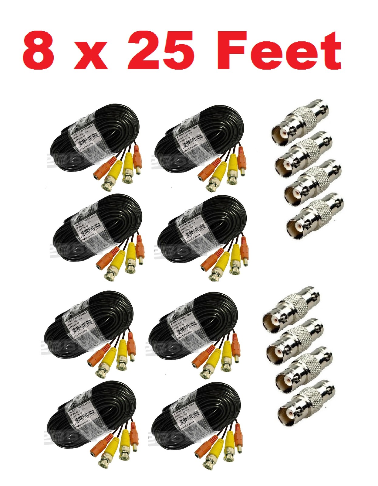 Premium Quality 8x25ft Video Power BNC Cable for Q-See CCTV Security Camera