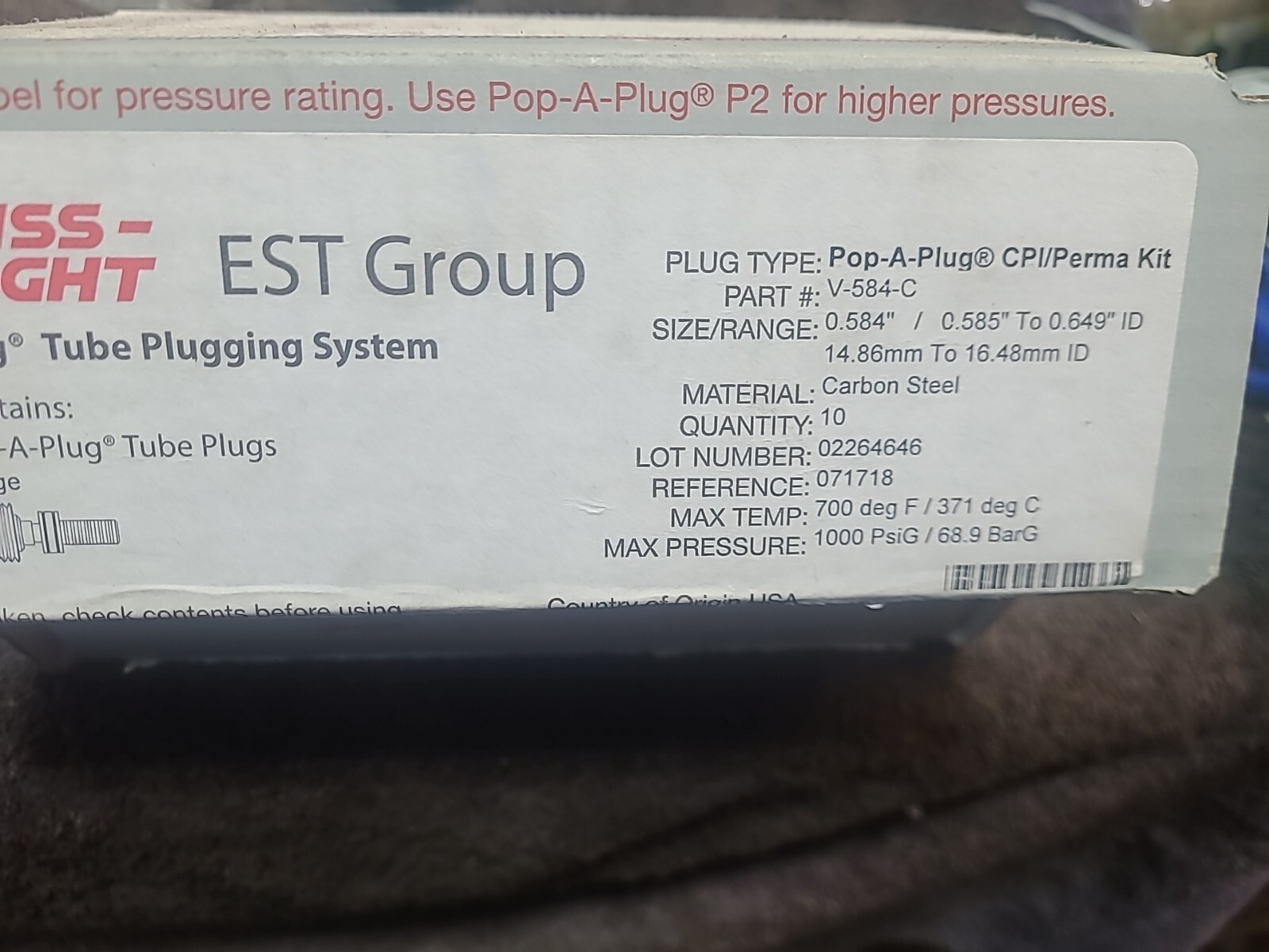 Curtiss-wright Pop A Plug V-584-c