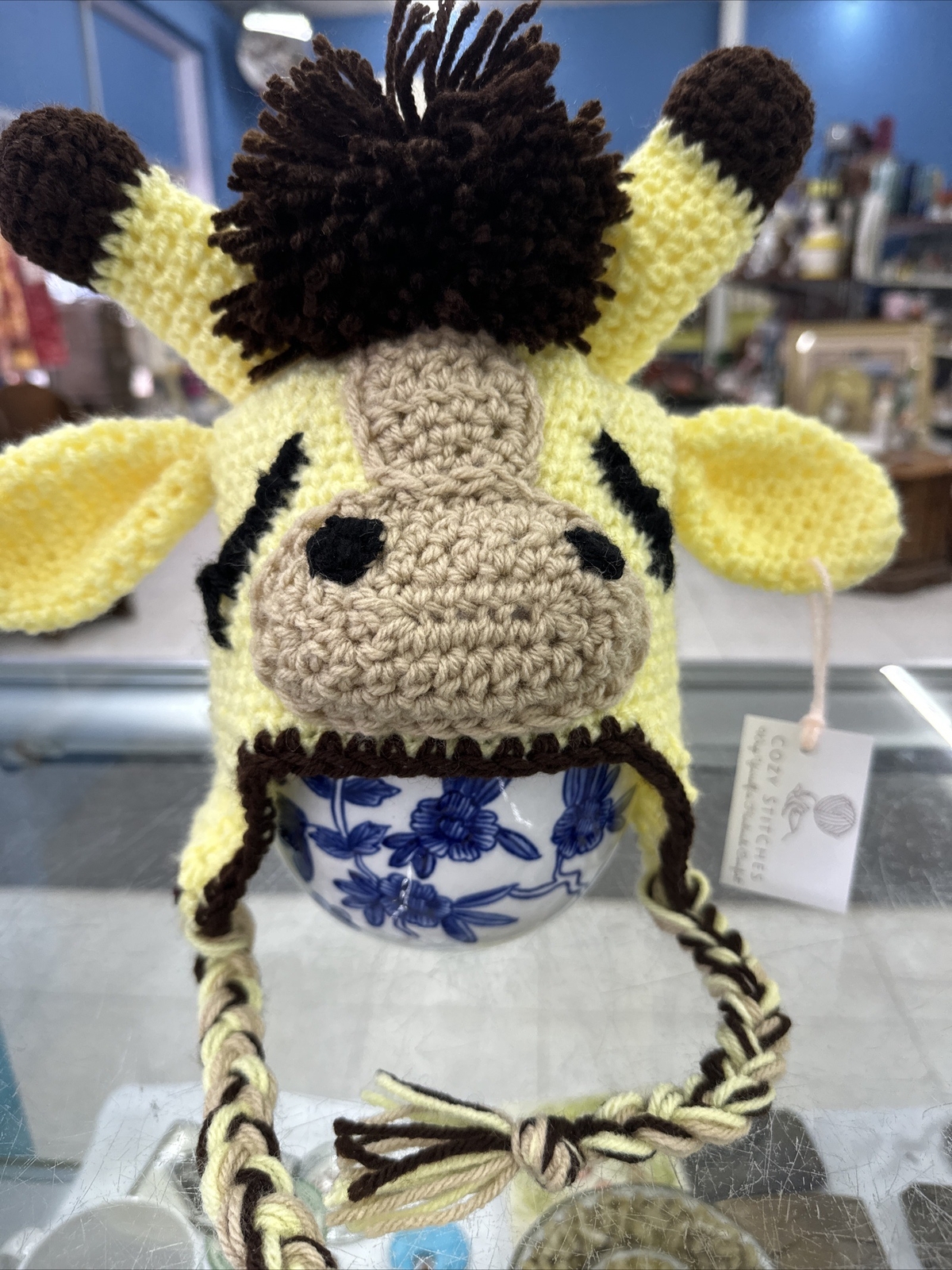 Handmade Giraffe Unisex Crochet Hat Fits Size 1yr-4yr Unique Gift Idea
