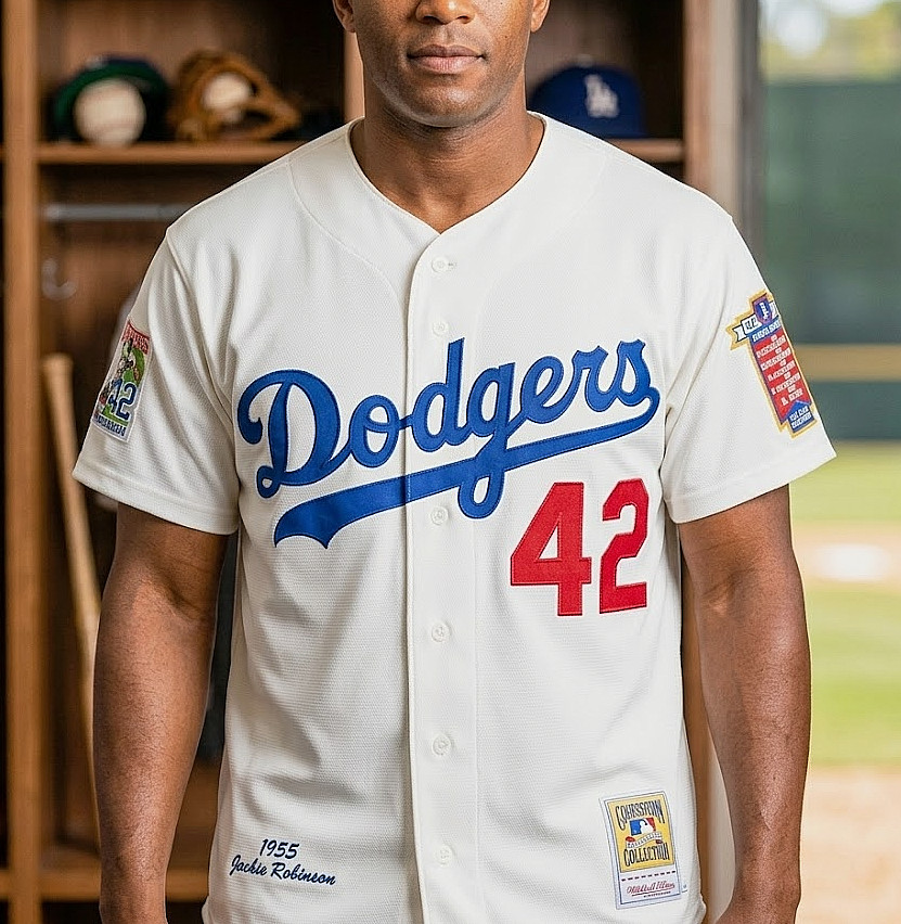 LA Dodgers #42 Jackie Robinson cooperstown Limited Edition Patches Jersey CUSTOM