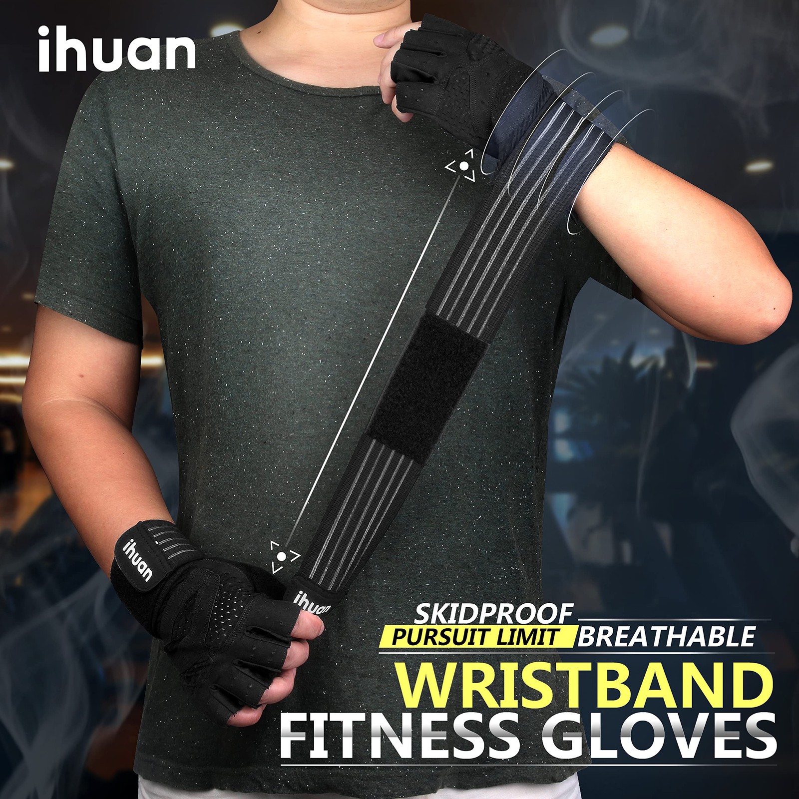 Ventilated Weight Lifting Gloves with Wrist Wrap Support